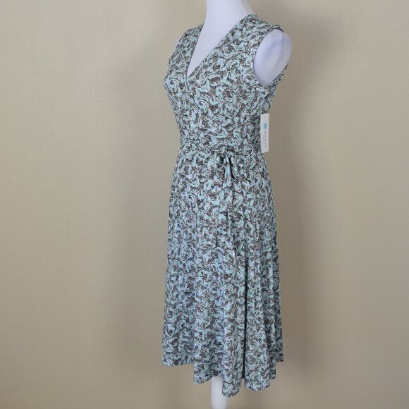 Leota Finnley Faux Wrap Bird Crane Dress S NEW - Picture 3 of 8